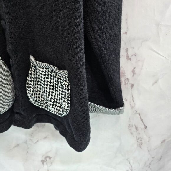 Storybook Knits Sweater Womens Large Black Houndstooth Striped Artsy Blazer - Picture 4 of 11